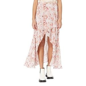 All Saints asymmetric hem skirt, size 6 (UK 10) in pink and white floral print